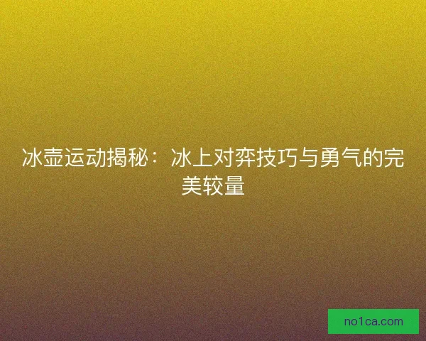 冰壶运动揭秘：冰上对弈技巧与勇气的完美较量
