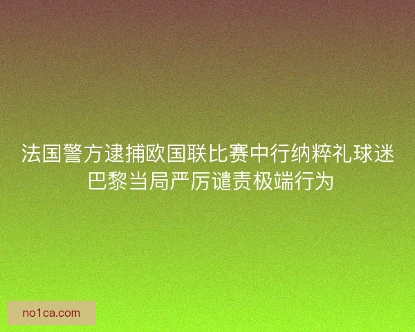 法国警方逮捕欧国联比赛中行纳粹礼球迷 巴黎当局严厉谴责极端行为